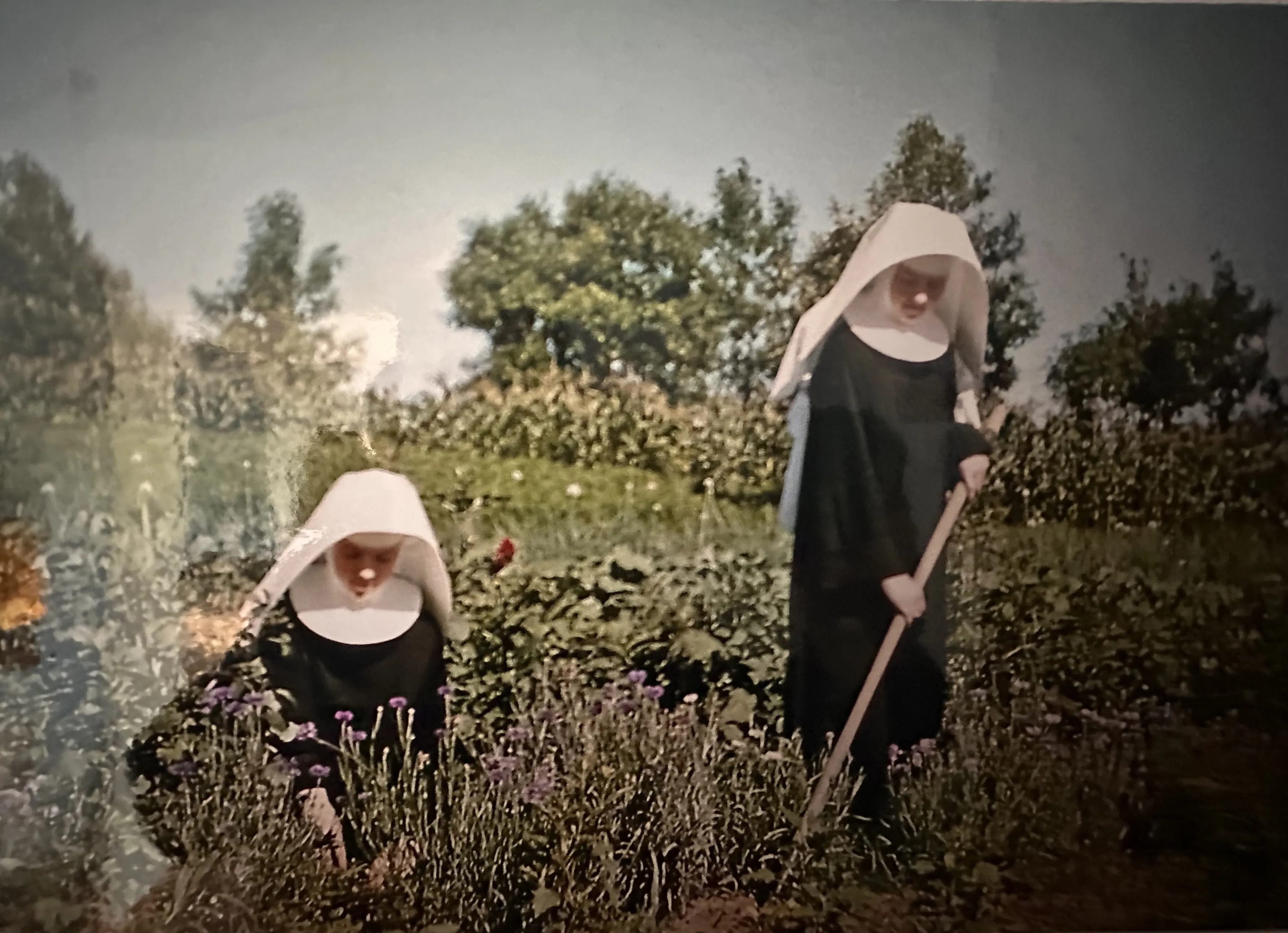 Sisters tending a garden at the Heritage and Research Center