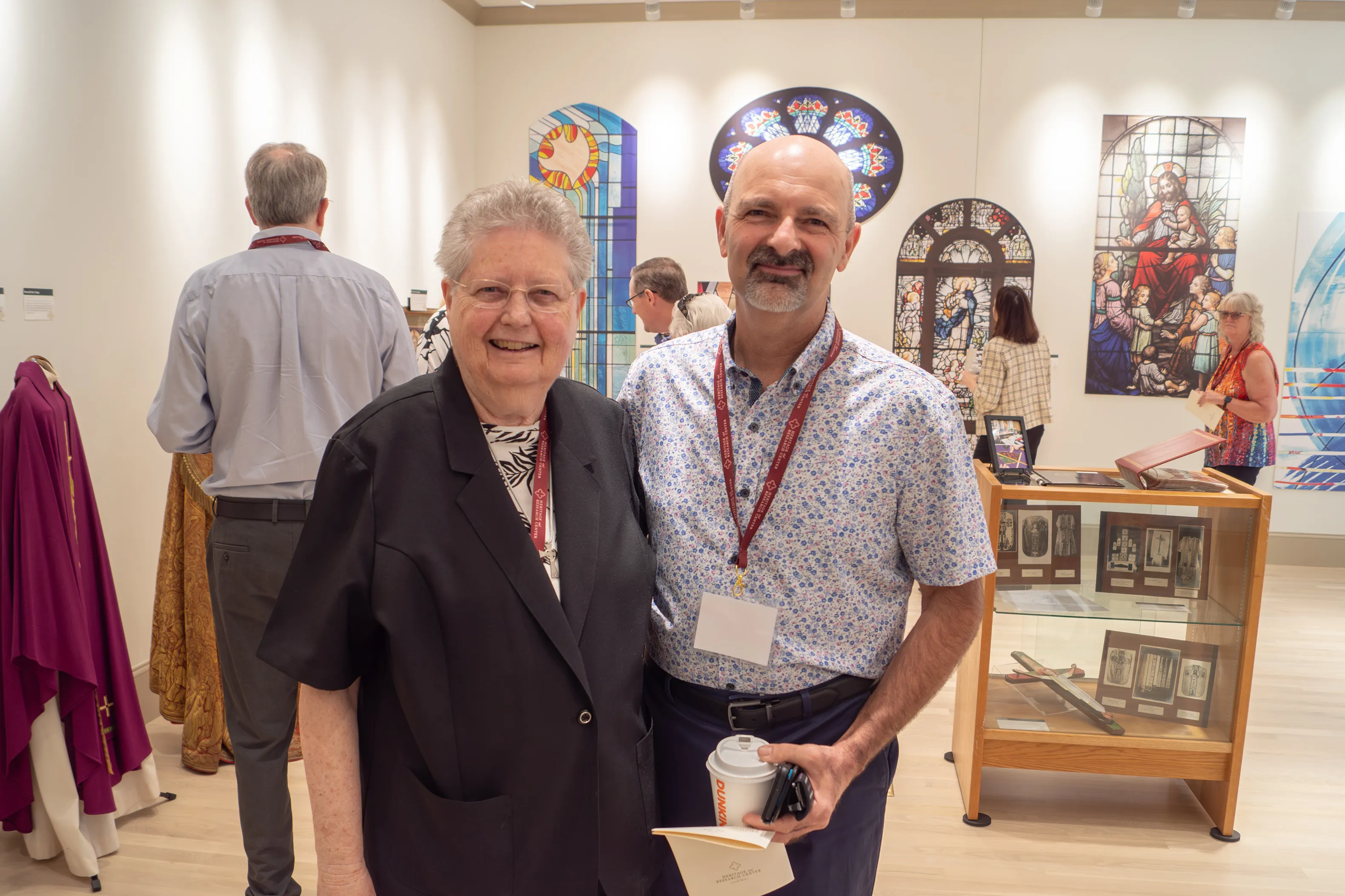 Visitors viewing exhibits together at the Heritage and Research Center