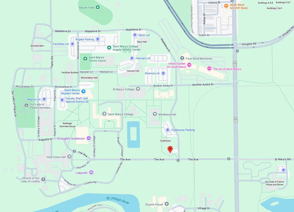 Map of Saint Mary's College campus showing the HARC location